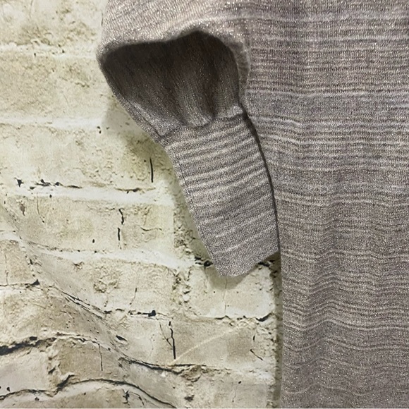 Express Beige Metallic Weave Ruched Side Dolman Sleeve Knit Top - Picture 3 of 7